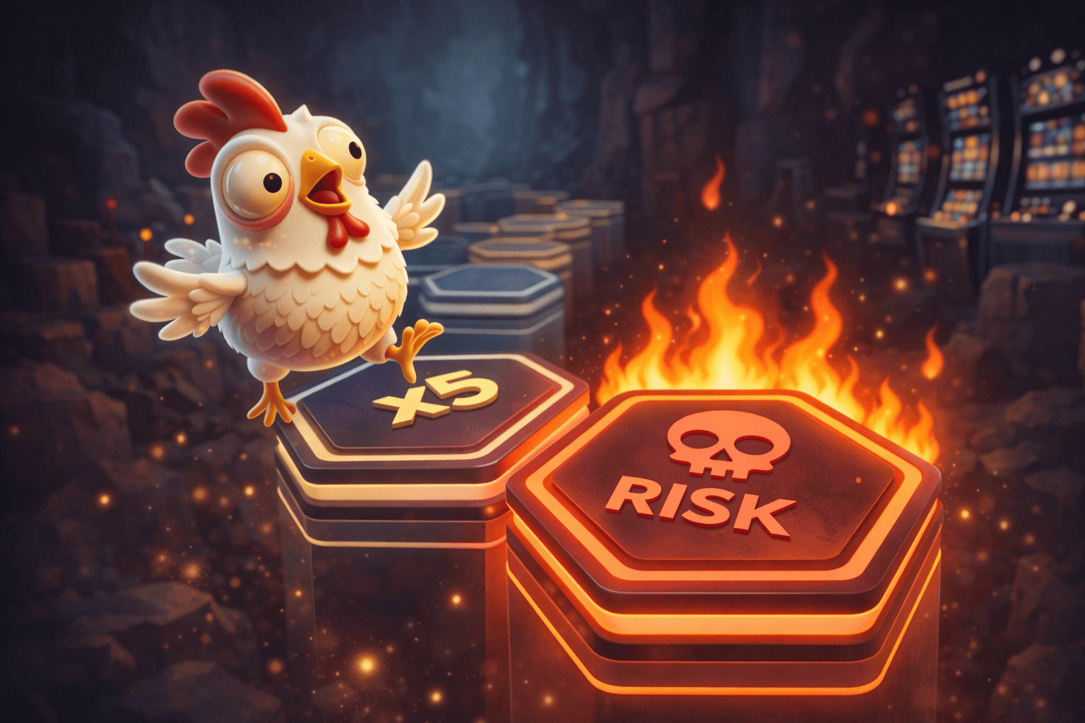 Gallina protagonista del juego Chicken Road